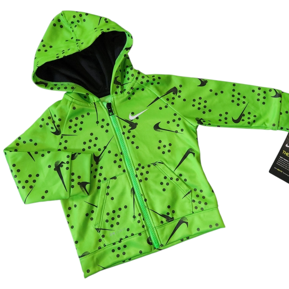 Green Nike Hooded Jacket with Black Accents